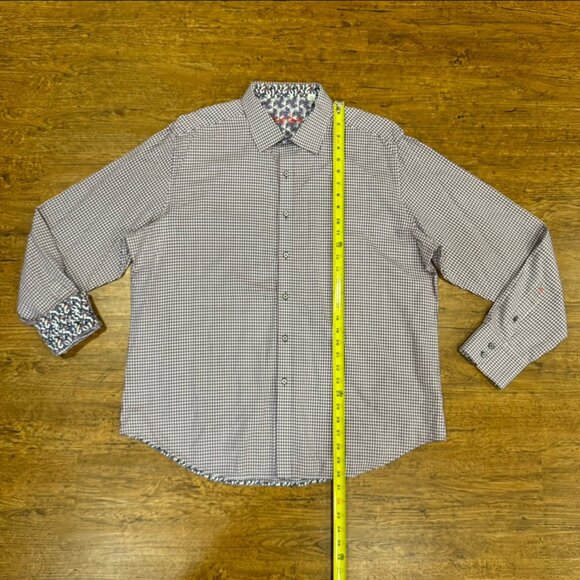 Robert Graham Purple Gingham Check Classic Fit Flip Cuff Button Up Shirt Men 2XL - Picture 7 of 9